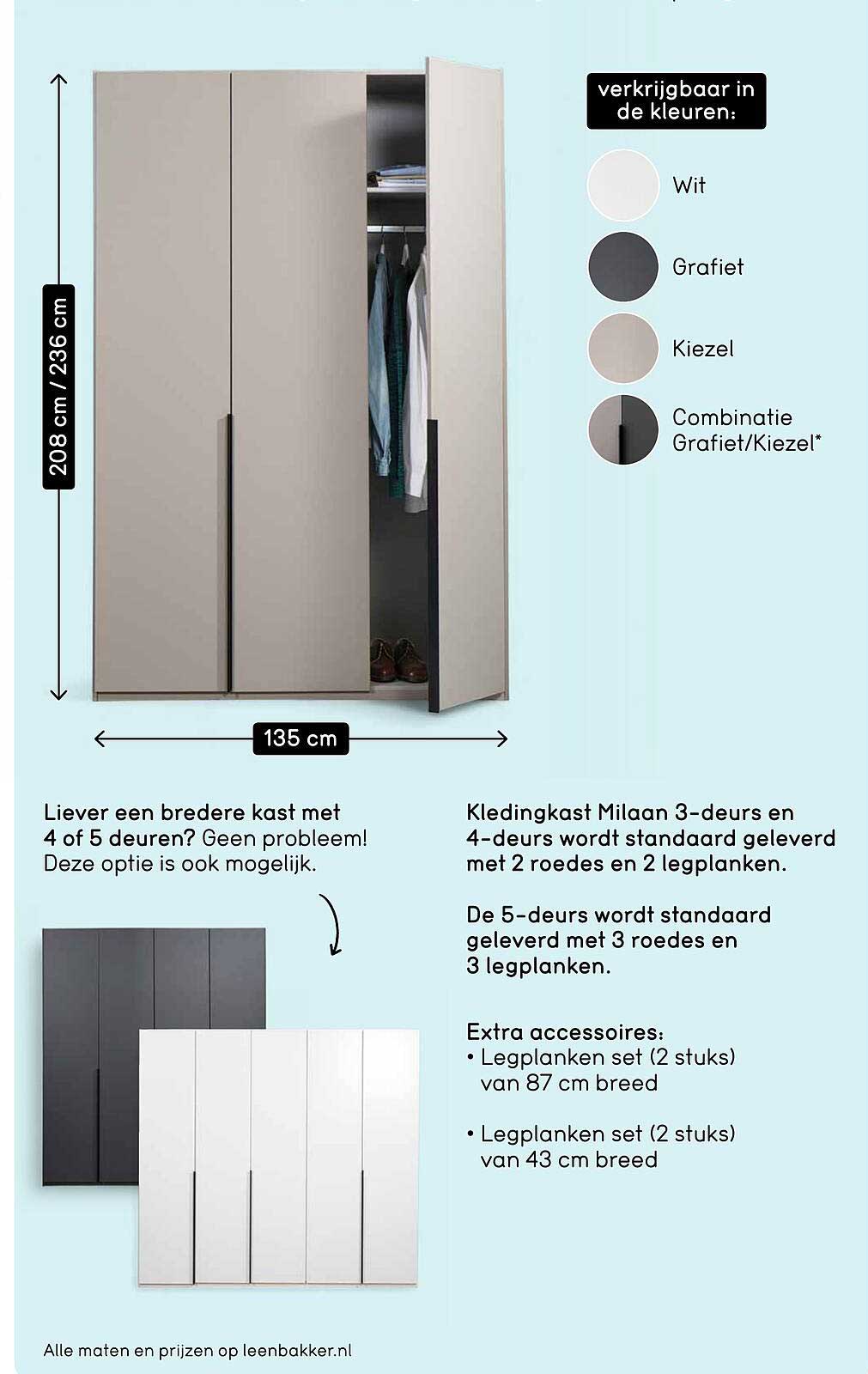 Kledingkast Milaan 3-deurs aanbieding