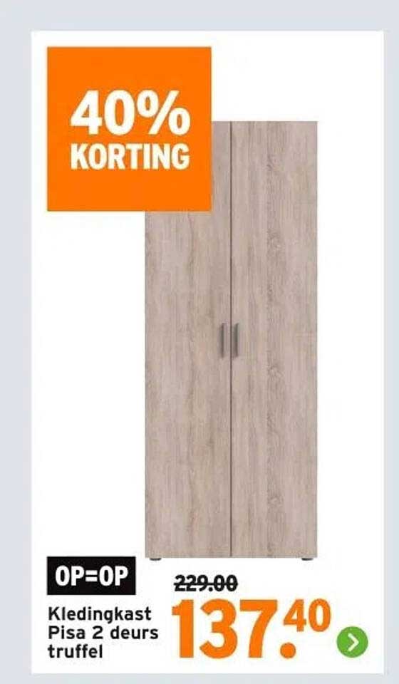Kledingkast Pisa 2 deurs truffel