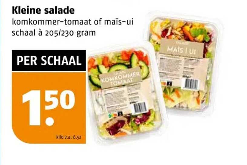 Kleine salade komkommer-tomaat of maïs-ui schaal à 205/230 gram
