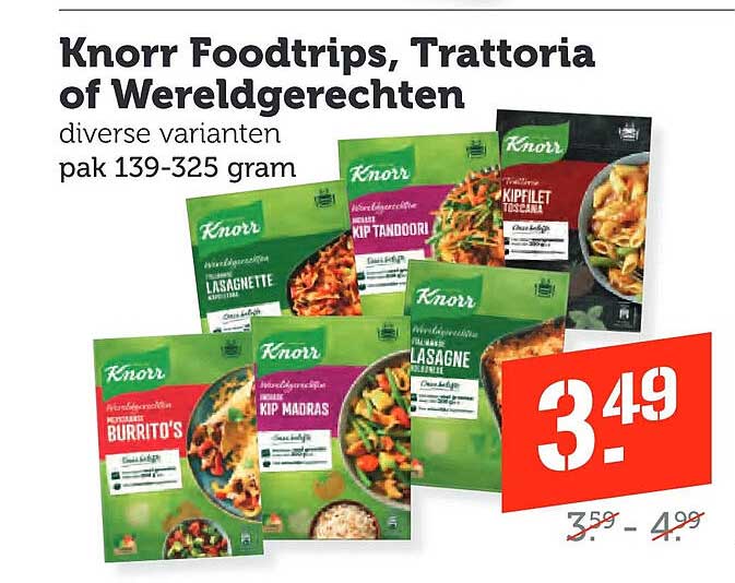 Knorr Foodtrips, Trattoria of Wereldgerechten diverse varianten pak 139-325 gram