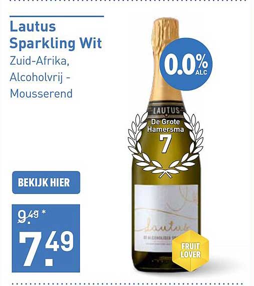 Lautus Sparkling Wit - Zuid-Afrika, Alcoholvrij - Mousserend