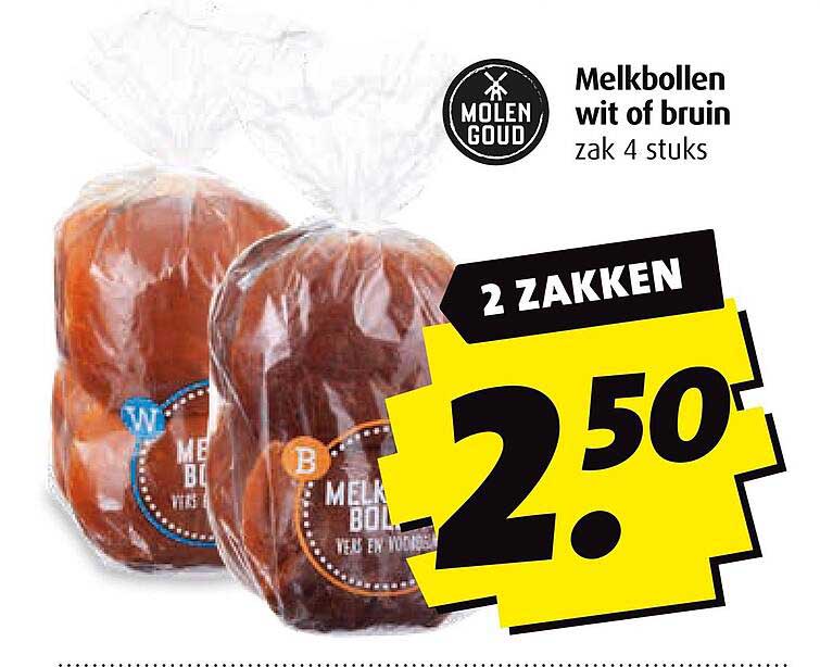 Melkbollen wit of bruin zak 4 stuks