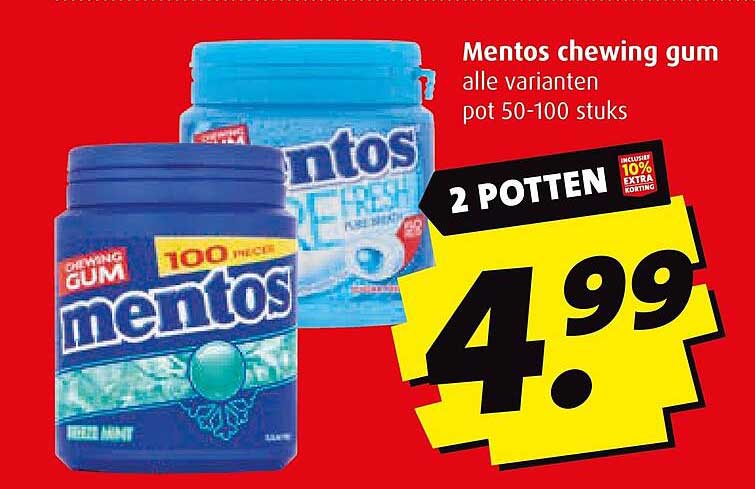 Mentos chewing gum alle varianten pot 50-100 stuks