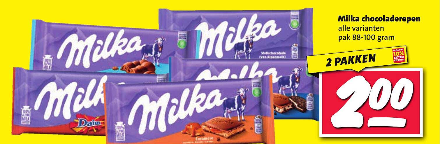 Milka chocoladerepen alle varianten pak 88-100 gram