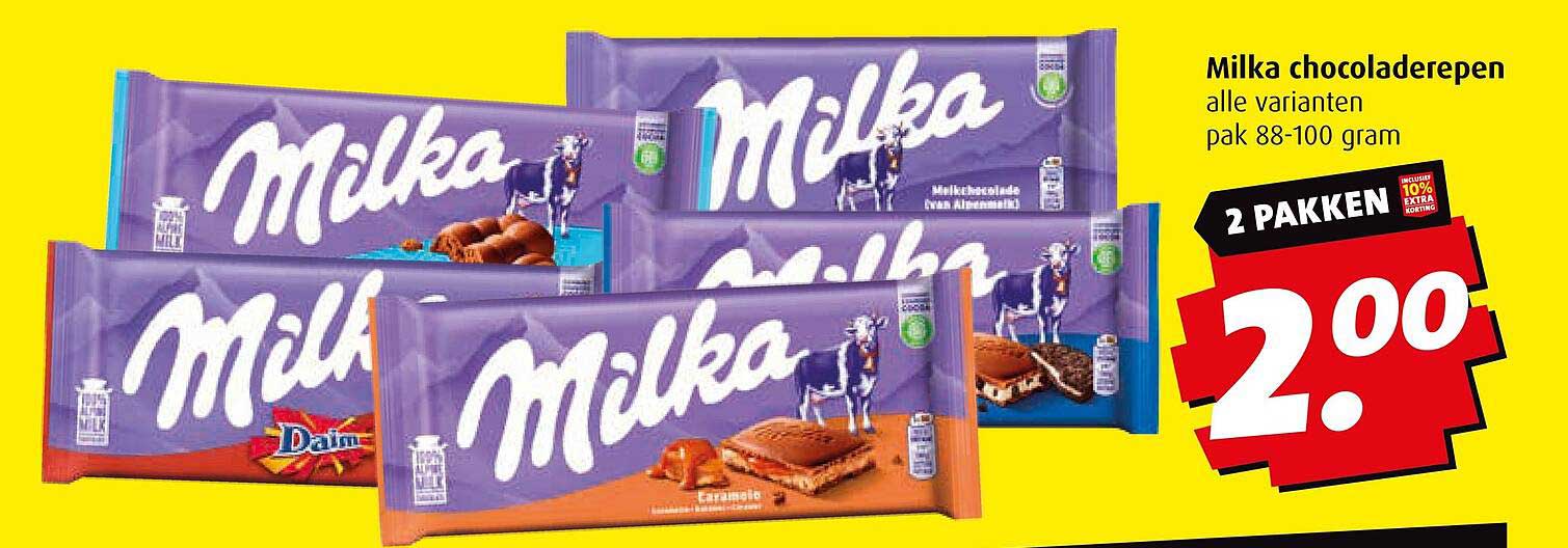 Milka chocoladerepen alle varianten pak 88-100 gram