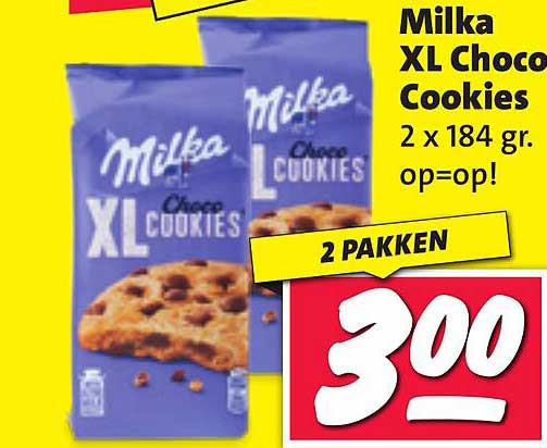 Milka XL Choco Cookies 2 x 184 gr. op=op!