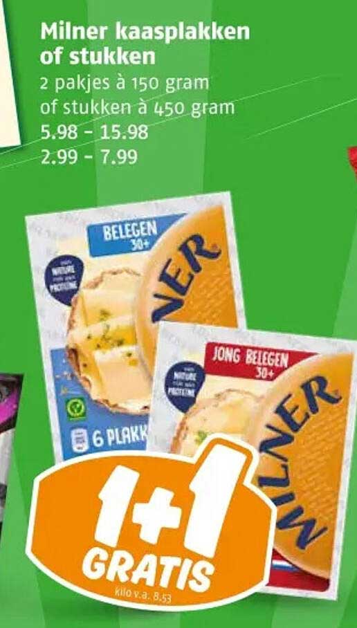Milner kaasplakken of stukken