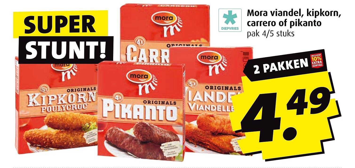 Mora viandel, kipkorn, carrero of pikanto pak 4/5 stuks