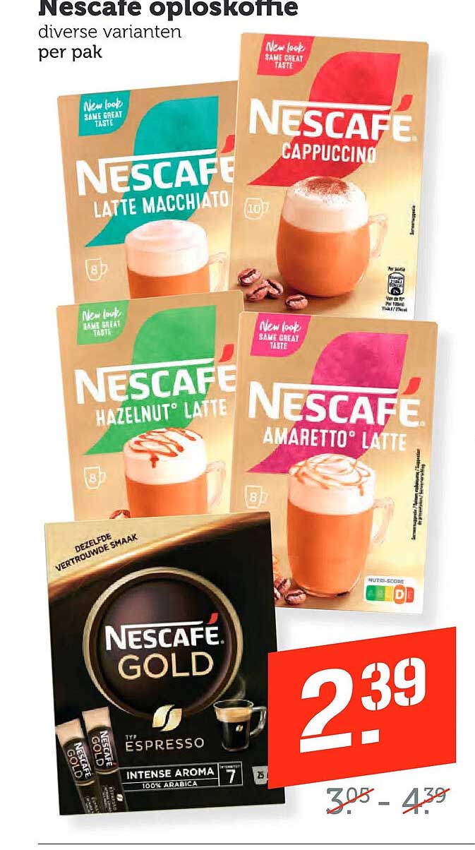 Nescafe oploskoffie diverse varianten per pak