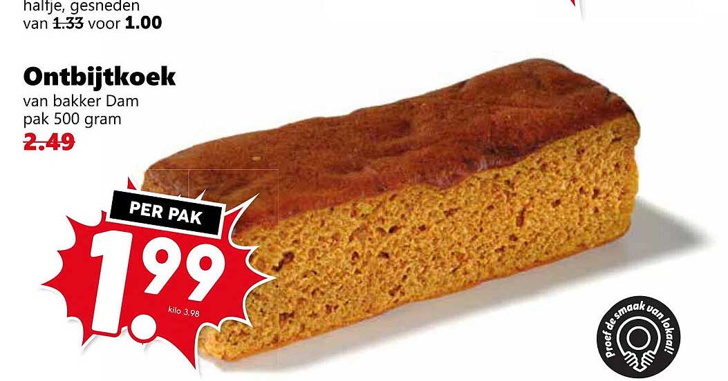 Ontbijtkoek van bakker Dam pak 500 gram