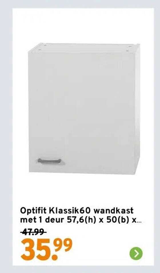 Optifit Klassik60 wandkast met 1 deur 57,6(h) x 50(b) x ...