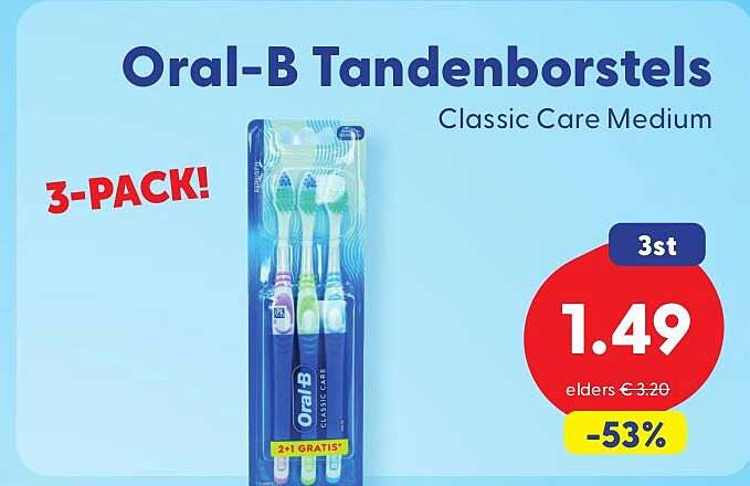 Oral-B Tandenborstels Classic Care Medium 3-PACK