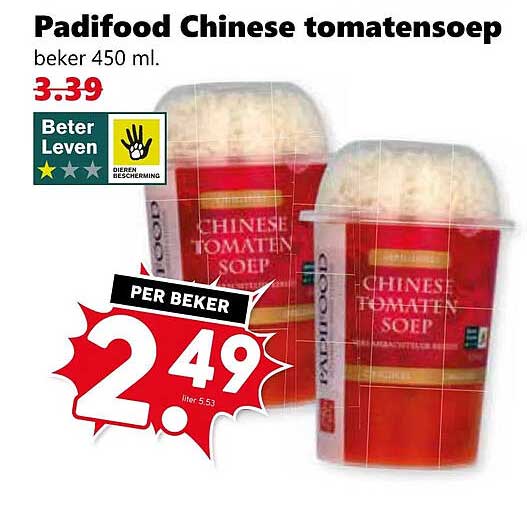 Padifood Chinese tomatensoep beker 450 ml.