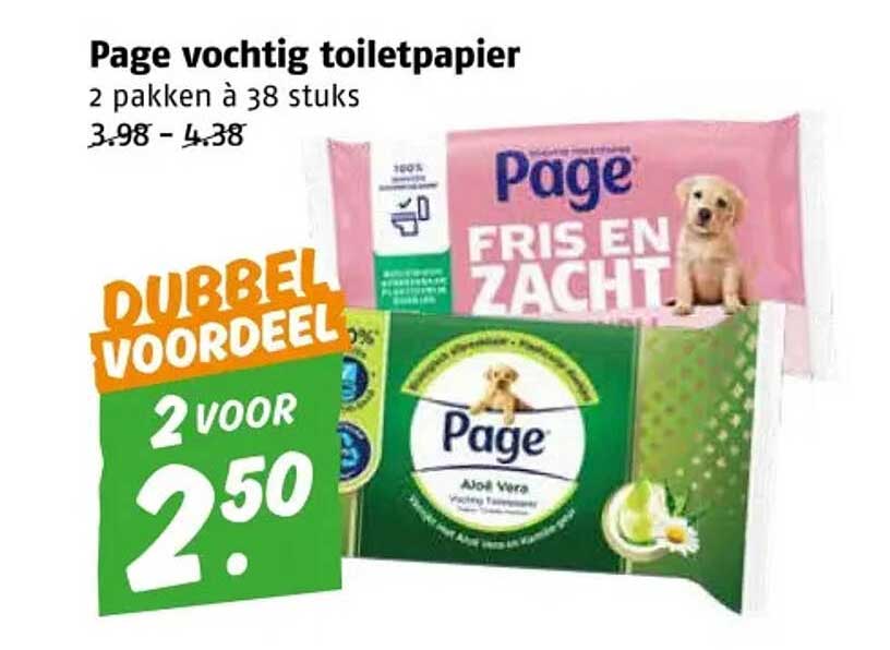 Page vochtig toiletpapier