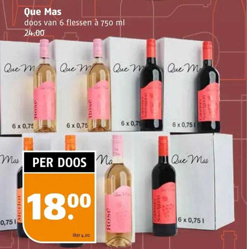 Que Mas doos van 6 flessen à 750 ml