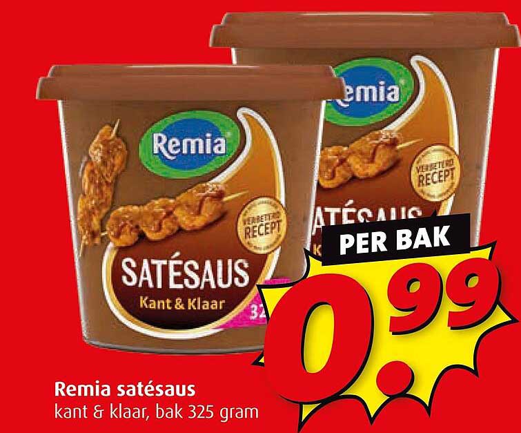 Remia satésaus kant & klaar, bak 325 gram
