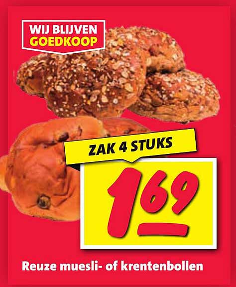 Reuze muesli- of krentenbollen