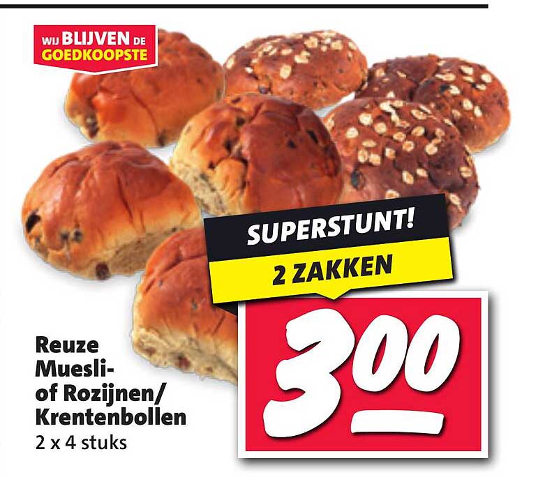 Reuze Muesli- of Rozijnen/Krentenbollen