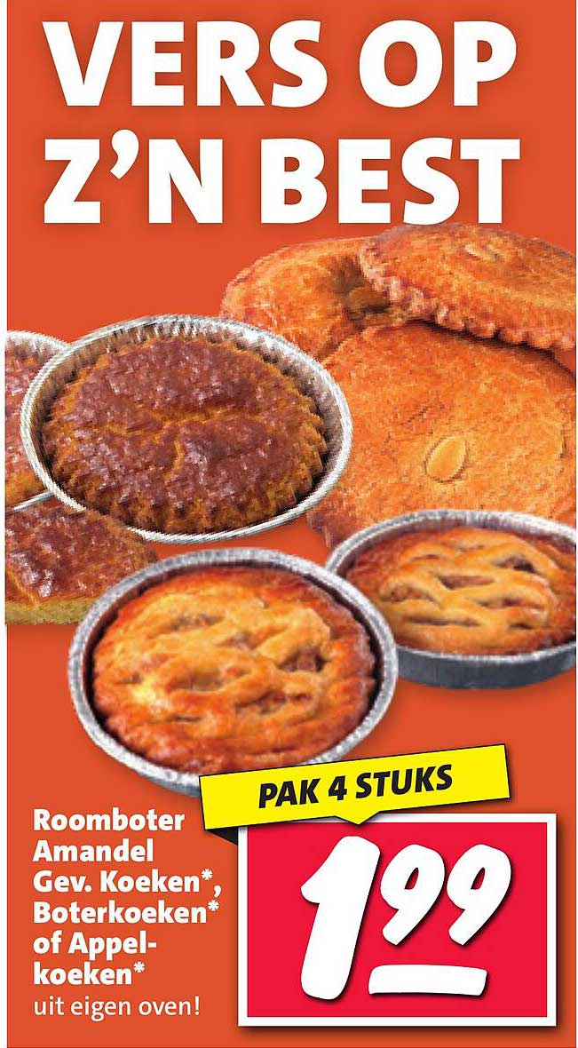 Roomboter Amandel Gev. Koeken*, Boterkoeken* of Appelkoeken* uit eigen oven!