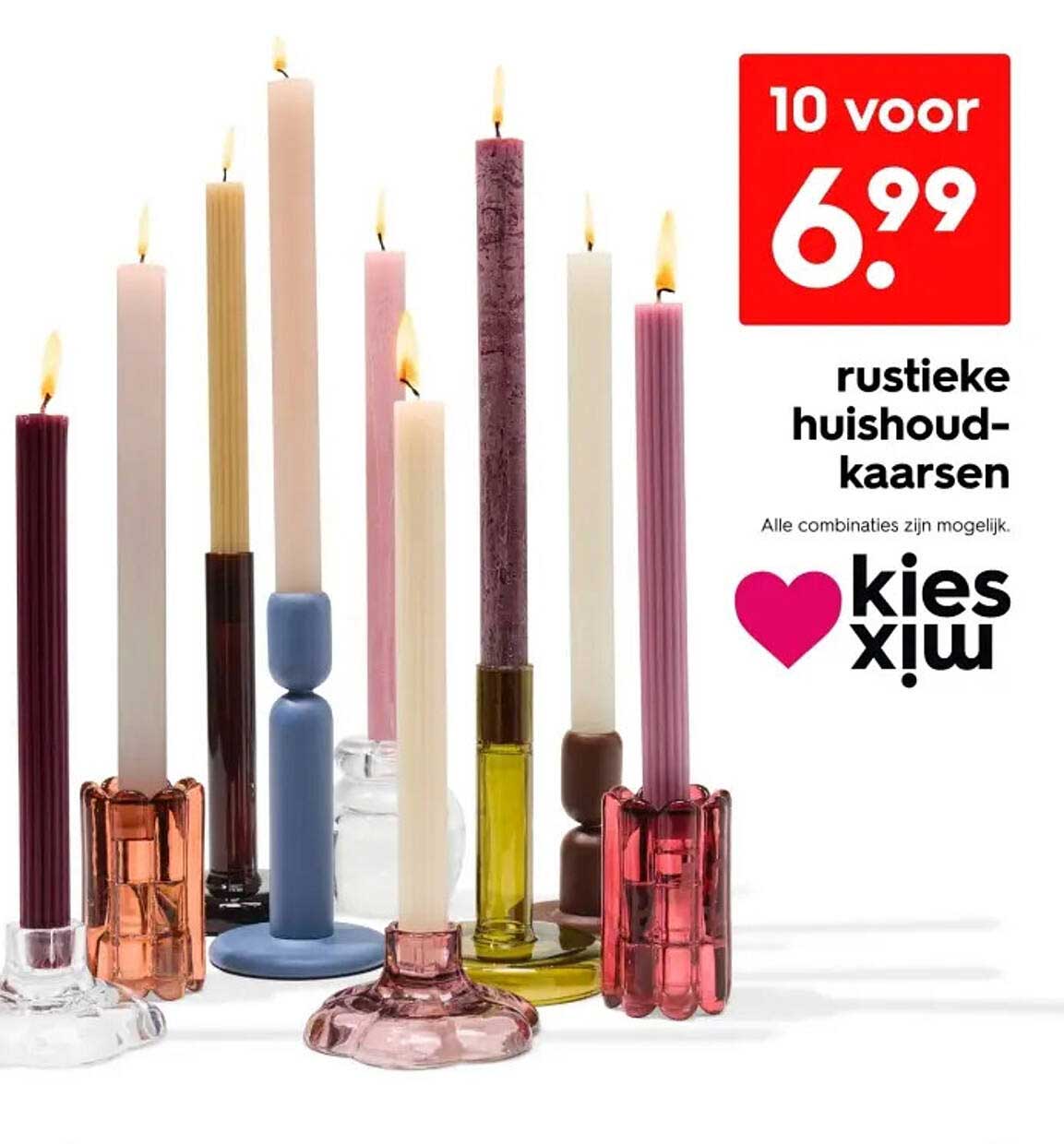 Rustieke huishoudkaarsen 10 voor 6,99