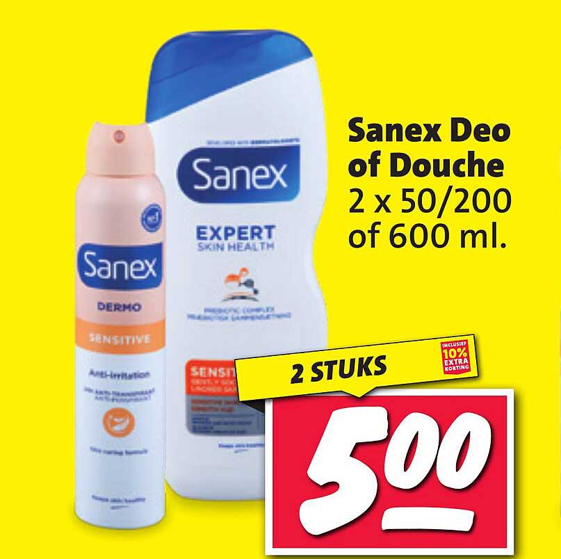Sanex Deo of Douche 2 x 50/200 of 600 ml.