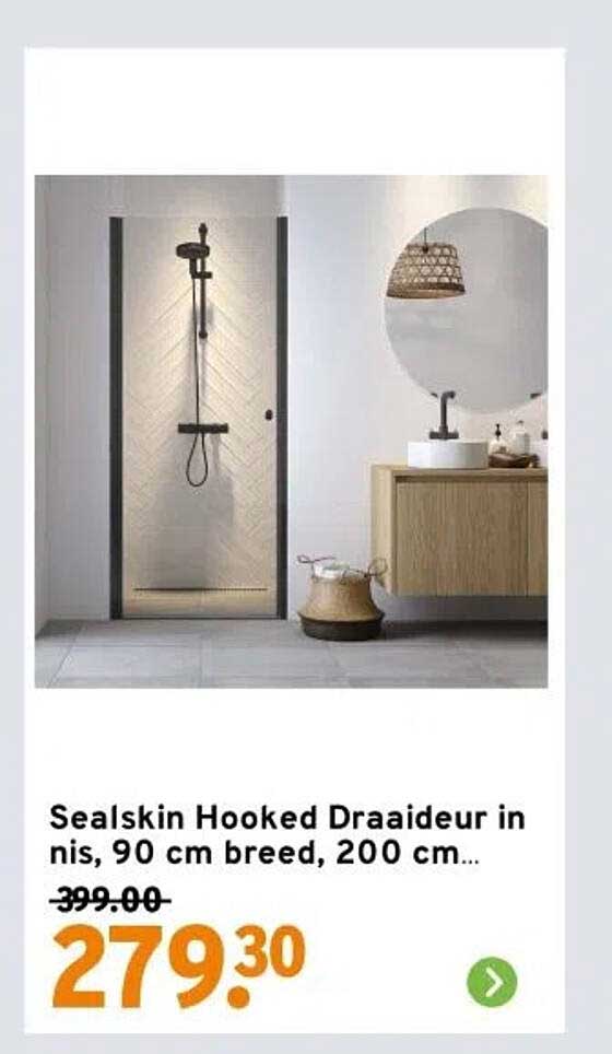 Sealskin Hooked Draai deur in nis, 90 cm breed, 200 cm...