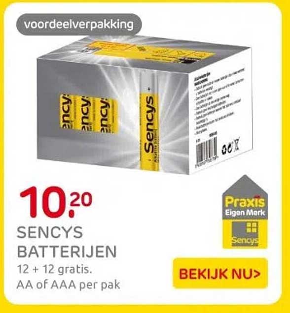 SENCYS BATTERIJEN 12 + 12 gratis. AA of AAA per pak