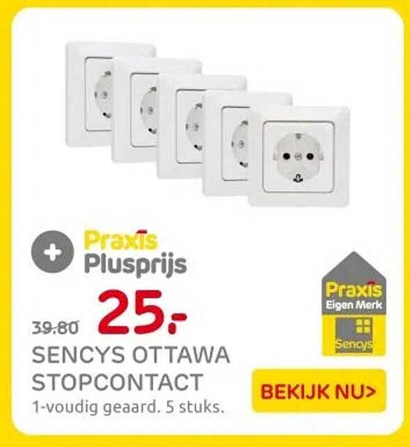 SENCYS OTTAWA STOPCONTACT 1-voudig geaard 5 stuks