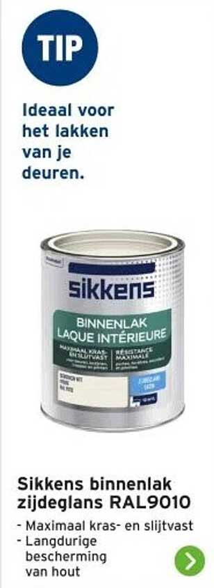 Sikkens binnenlak zijdeglans RAL9010