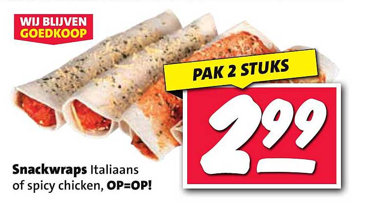 Snackwraps Italiaans of spicy chicken, OP=OP!