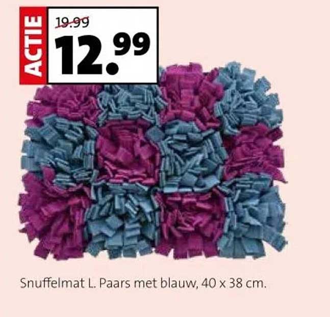 Snuffelmat L. Paars met blauw, 40 x 38 cm.