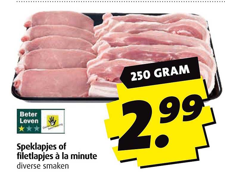 Speklapjes of filetlapjes à la minute diverse smaken