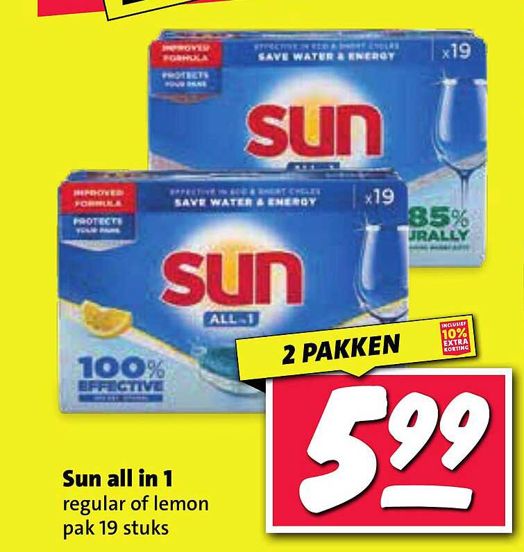 Sun all in 1 regular of lemon pak 19 stuks