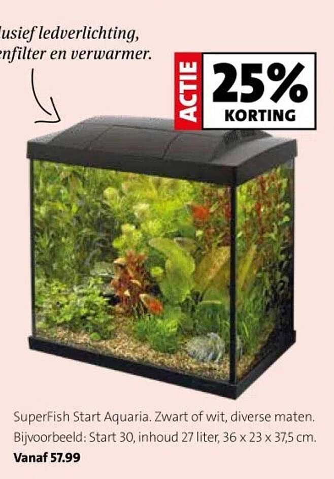 SuperFish Start Aquaria. Zwart of wit, diverse maten.
