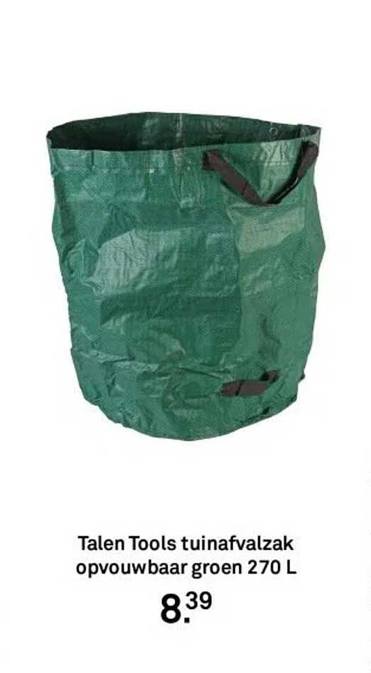 Talen Tools tuinafvalzak opvouwbaar groen 270 L