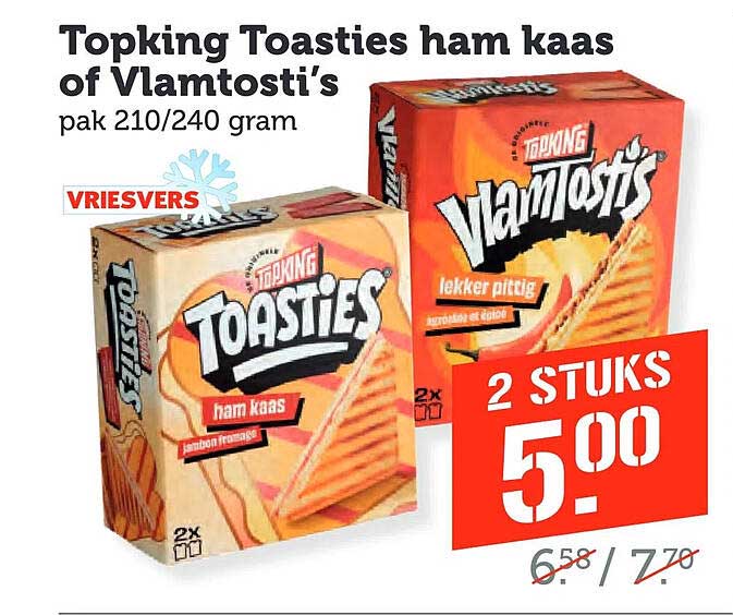 Topking Toasties ham kaas of Vlamtosti's pak 210/240 gram