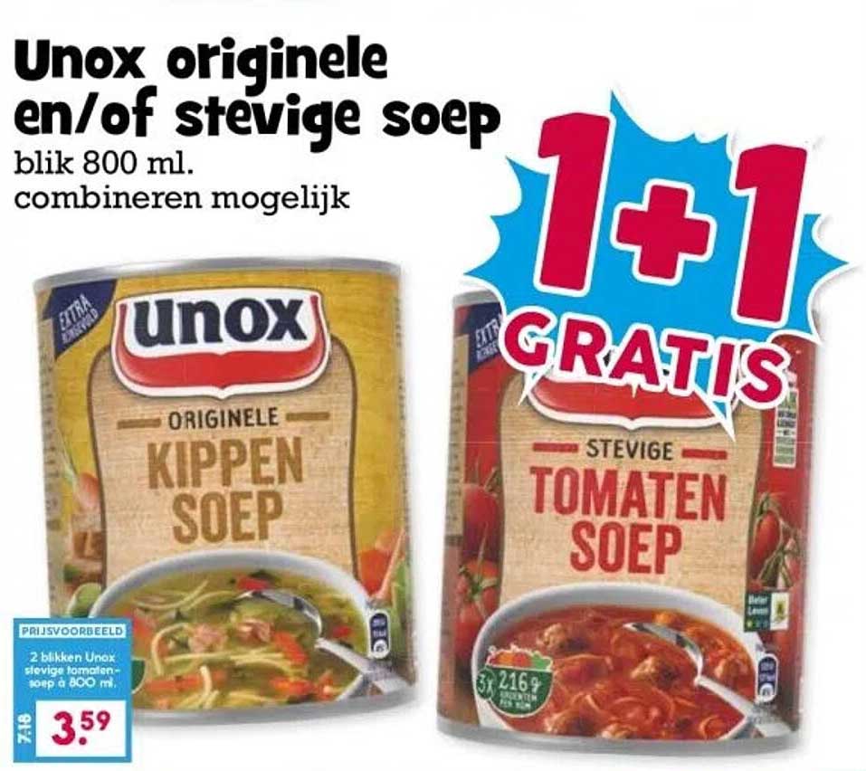 Unox originele en/of stevige soep blik 800 ml. combineren mogelijk