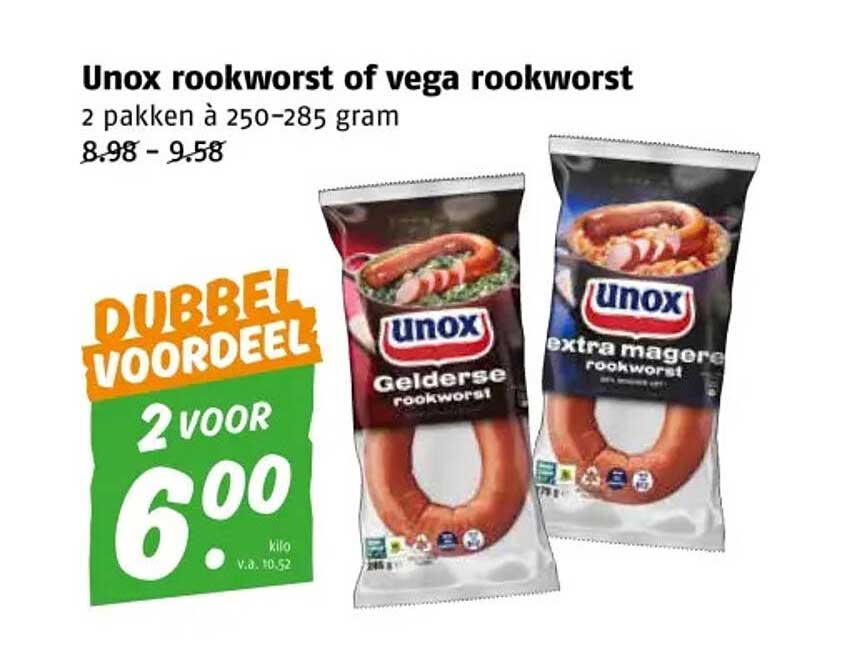 Unox rookworst of vega rookworst