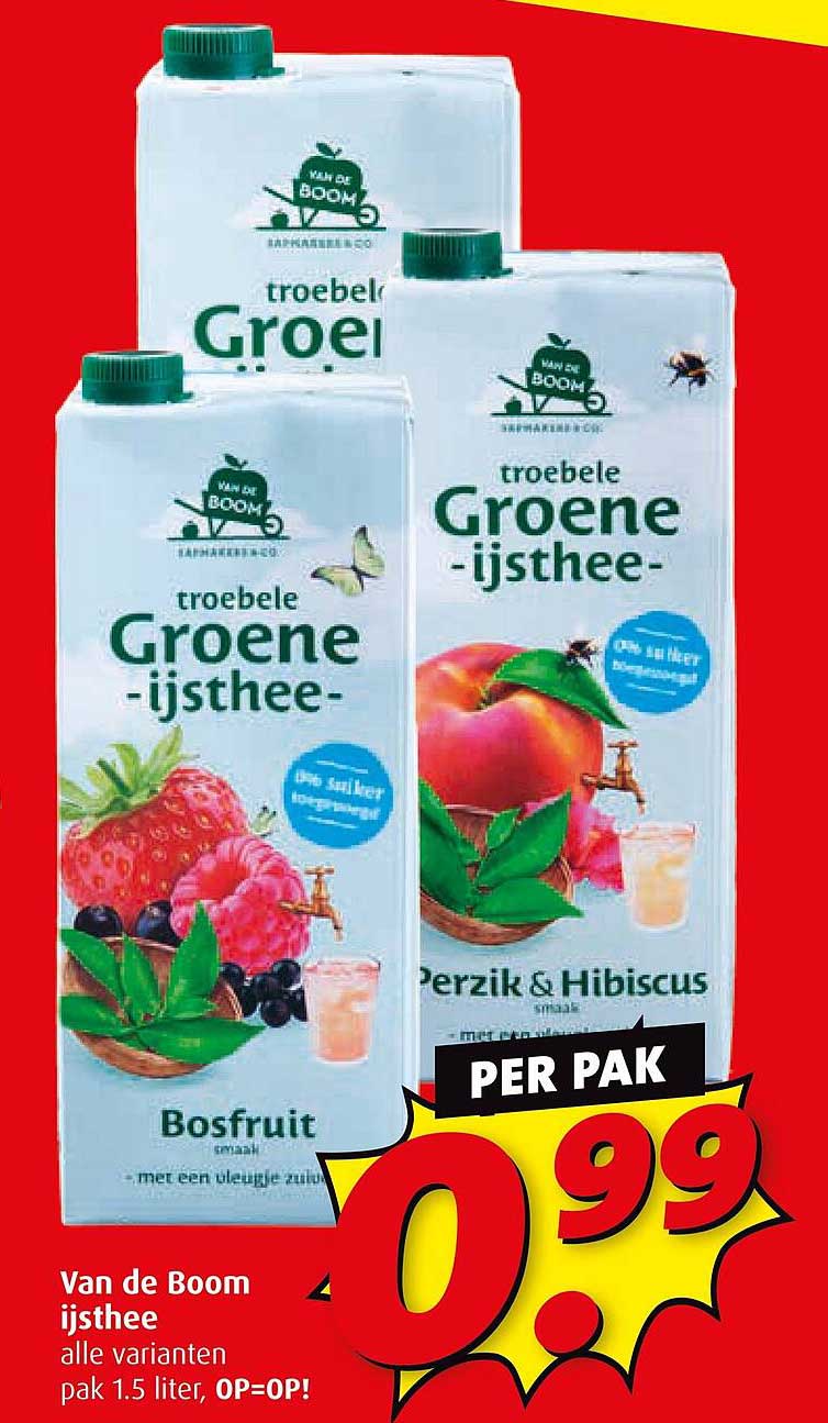 Van de Boom ijsthee alle varianten pak 1.5 liter, 0P=OP!