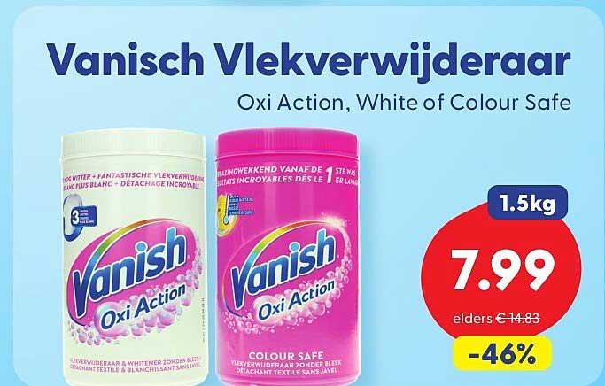 Vanisch Vlekverwijderaar Oxi Action, White of Colour Safe