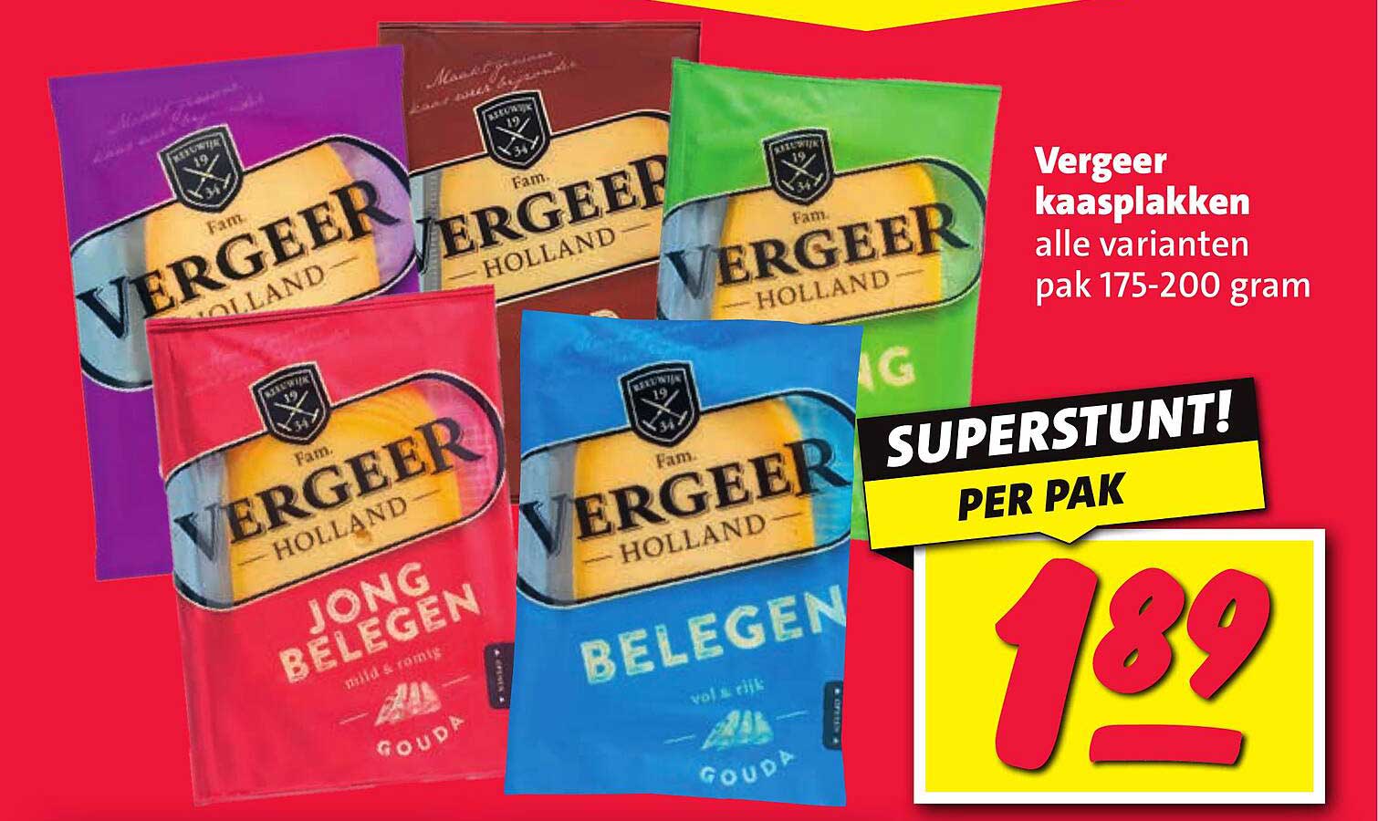 Vergeer kaasplakken alle varianten pak 175-200 gram