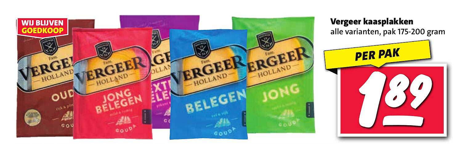 Vergeer kaasplakken alle varianten, pak 175-200 gram