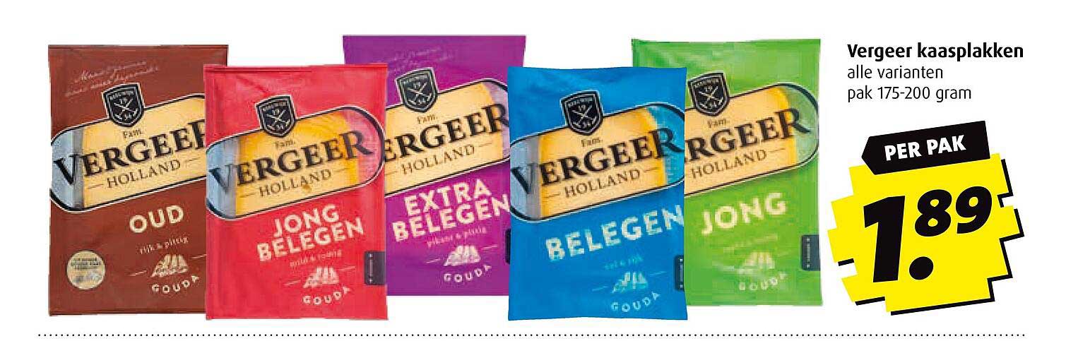 Vergeer kaasplakken alle varianten pak 175-200 gram