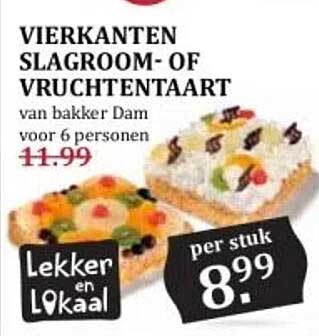VIERKANTEN SLAGROOM- OF FRUITENTAART