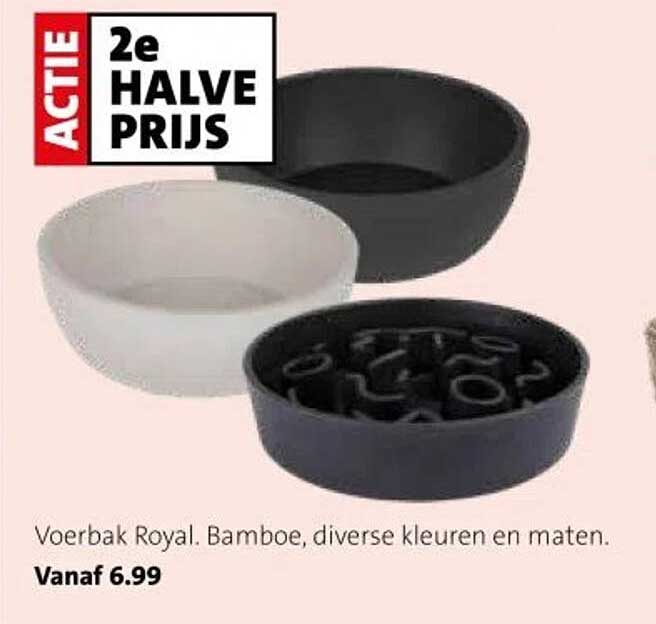 Voerbak Royal. Bamboe, diverse kleuren en maten.