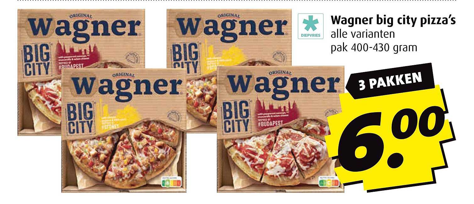 Wagner big city pizza’s alle varianten pak 400-430 gram