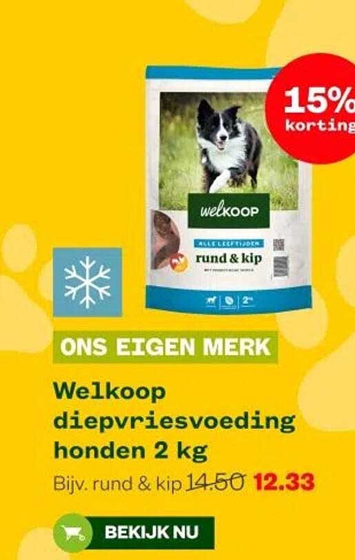 Welkoop diepvriesvoeding honden 2 kg