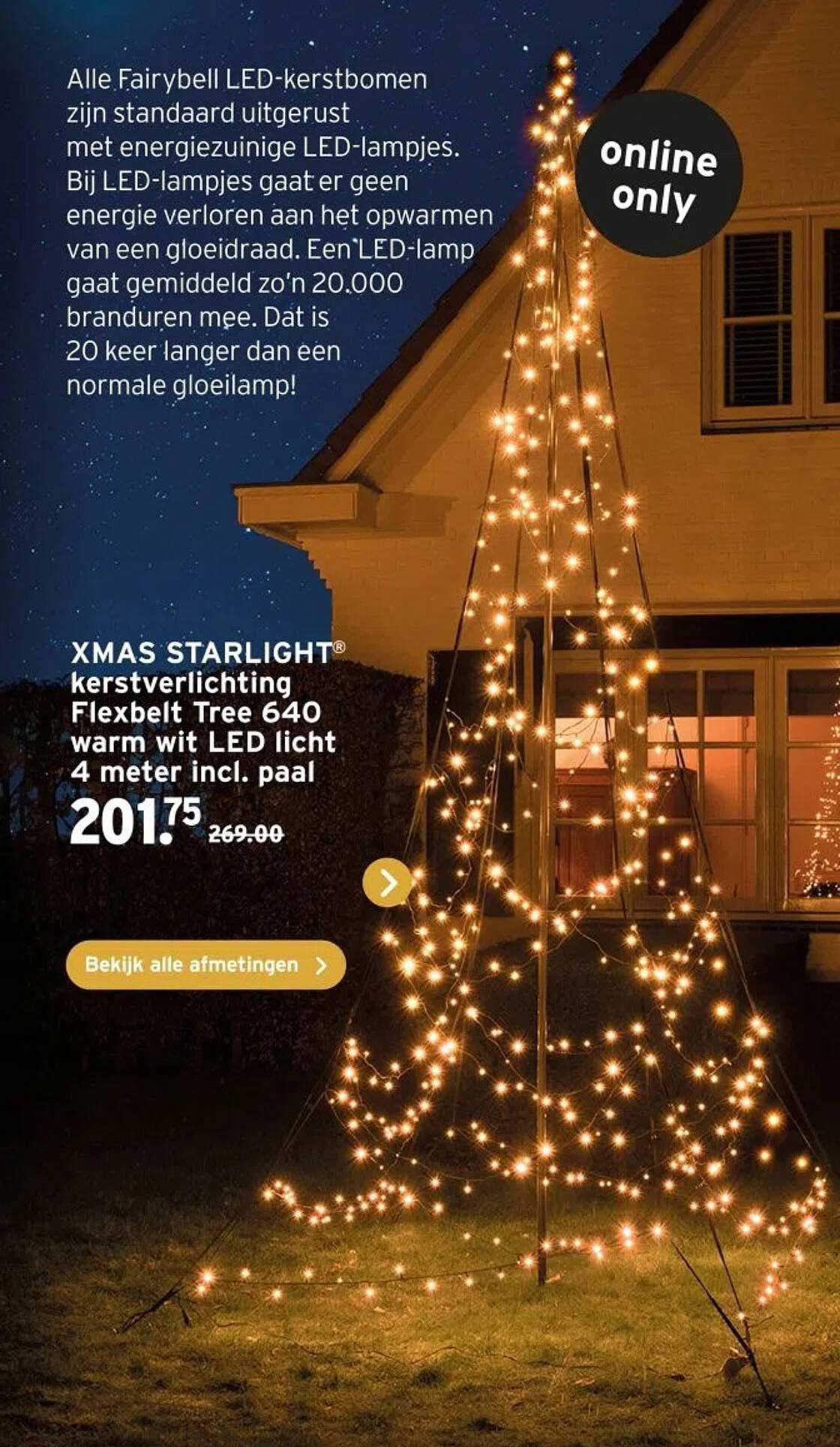 XMAS STARLIGHT® kerstverlichting Flexbelt Tree 640 warm wit LED licht 4 meter incl. paal