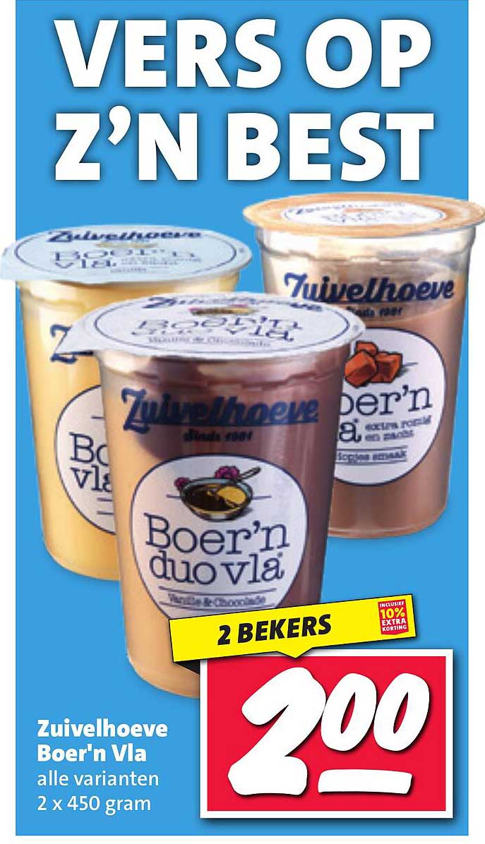 Zuivelhoeve Boer'n Vla alle varianten 2 x 450 gram