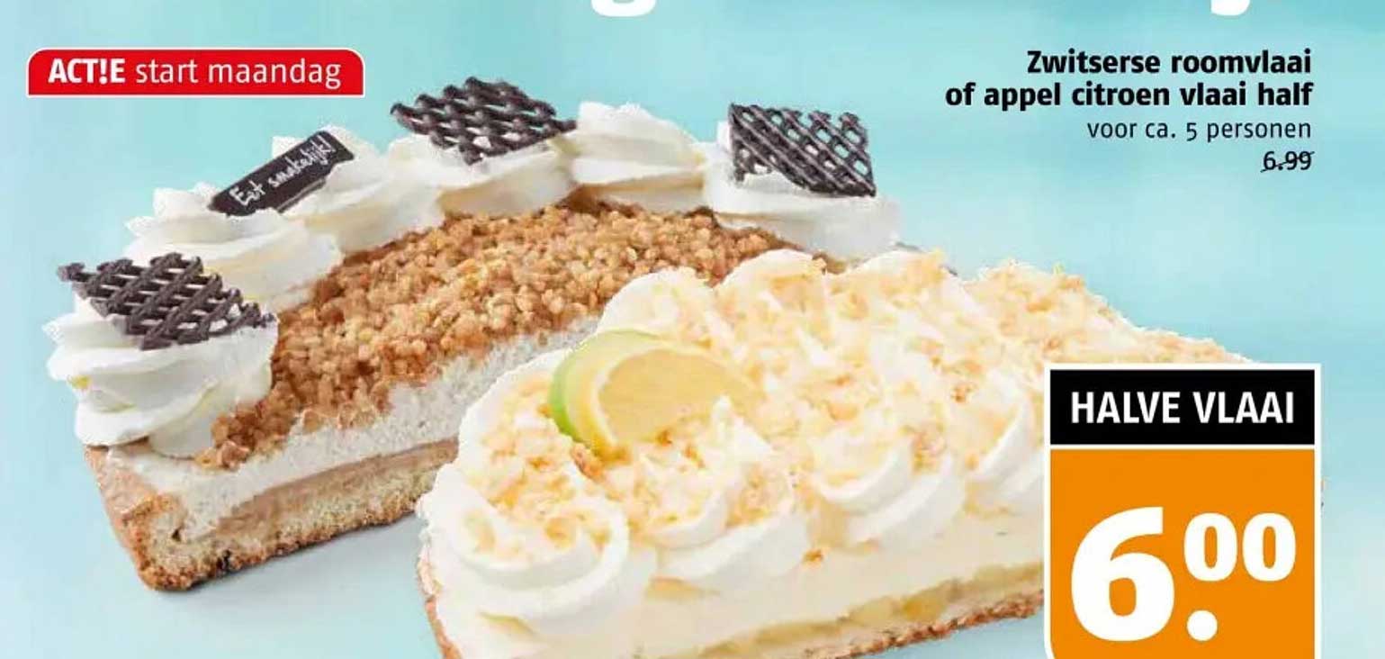 Zwitserse roomvlaai of appel citroen vlaai half voor ca. 5 personen